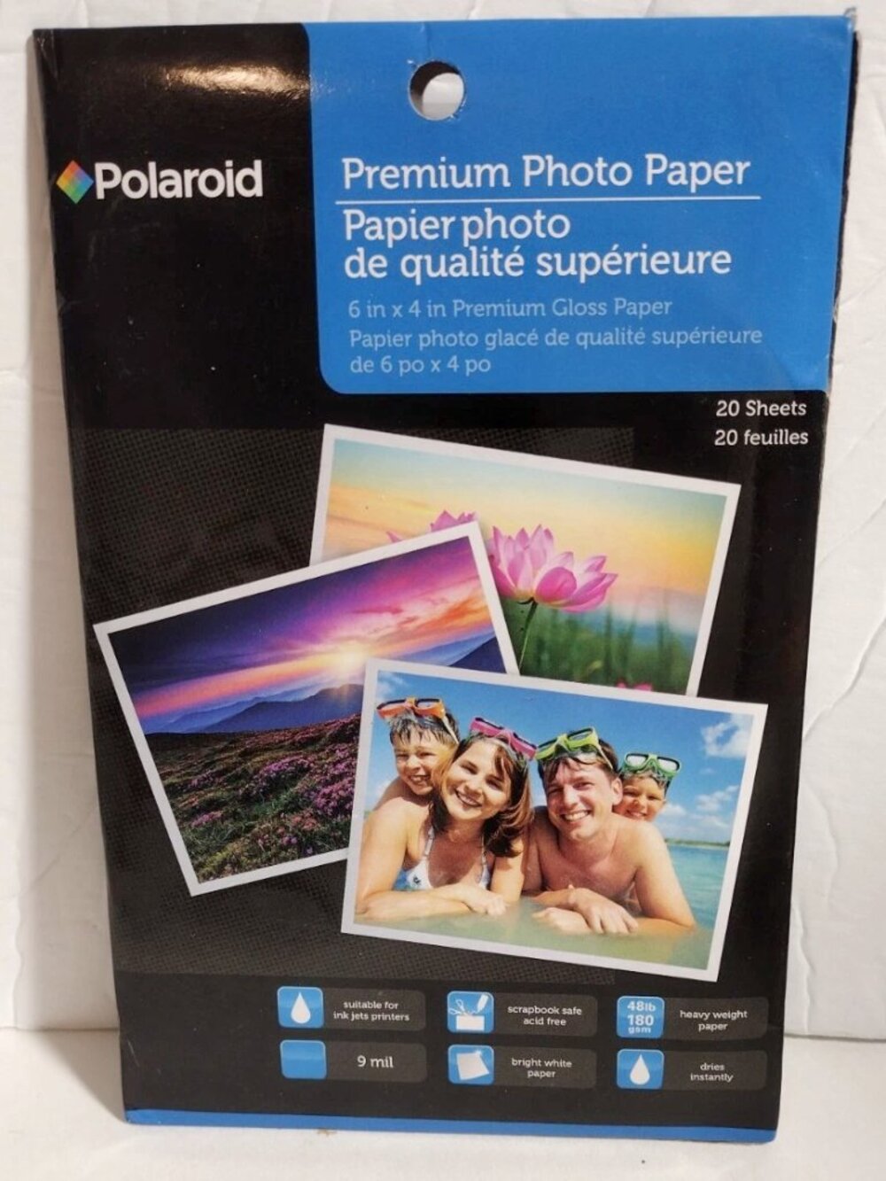 New/Sealed package of 20 sheets of Polaroid 6x4 inch premium photo paper
